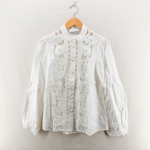 Zimmermann Halcyon Broderie Shirt White US 6 - Picture 7 of 15